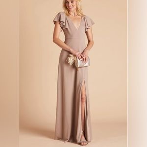 Birdy Grey Hannah Crepe Taupe Bridesmaids Dress
